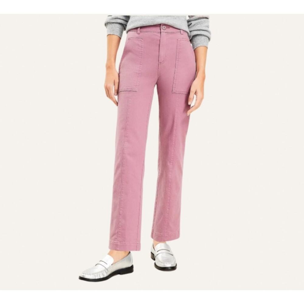 Loft Women's Withered Rose Mid Rise Stretch Wide Leg Pants Size 12